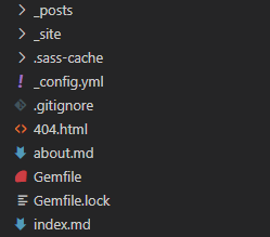 그림 9. Jekyll 사이트 구성 파일 및 폴더