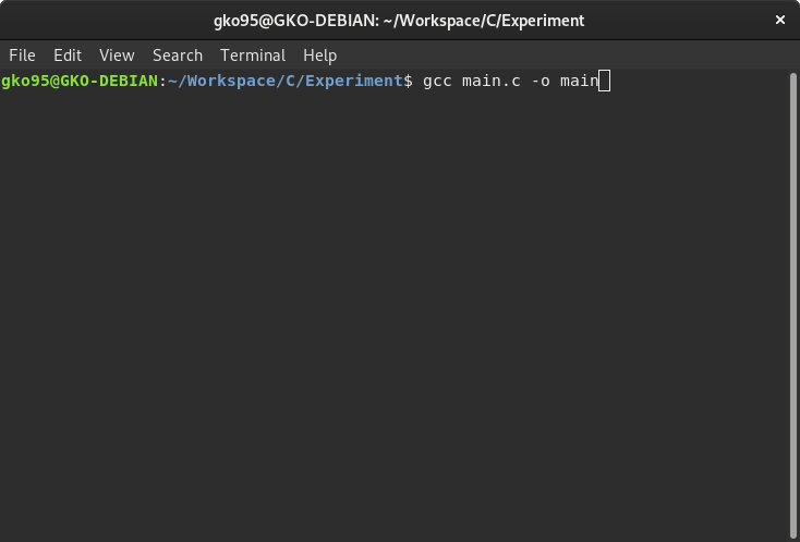 Figure 14. Creating C language program using GCC compiler (step 2)