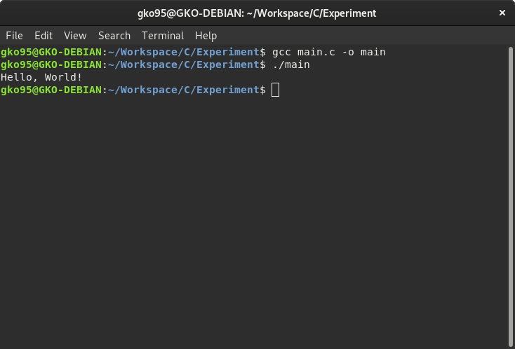 Figure 16. Creating C language program using GCC compiler (step 4)