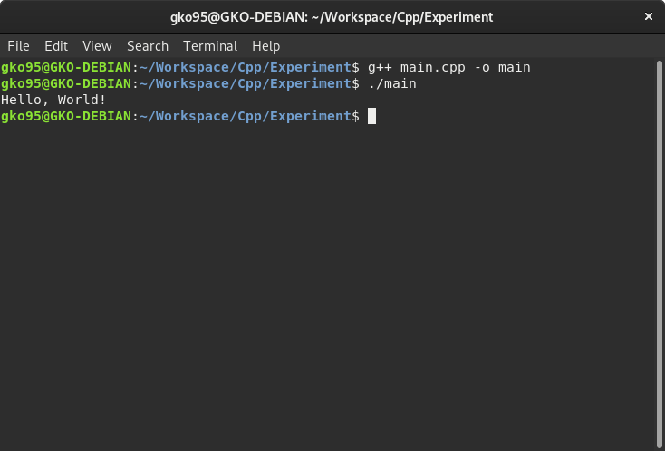 Figure 16. Creating C++ language program using G++ compiler (step 4)