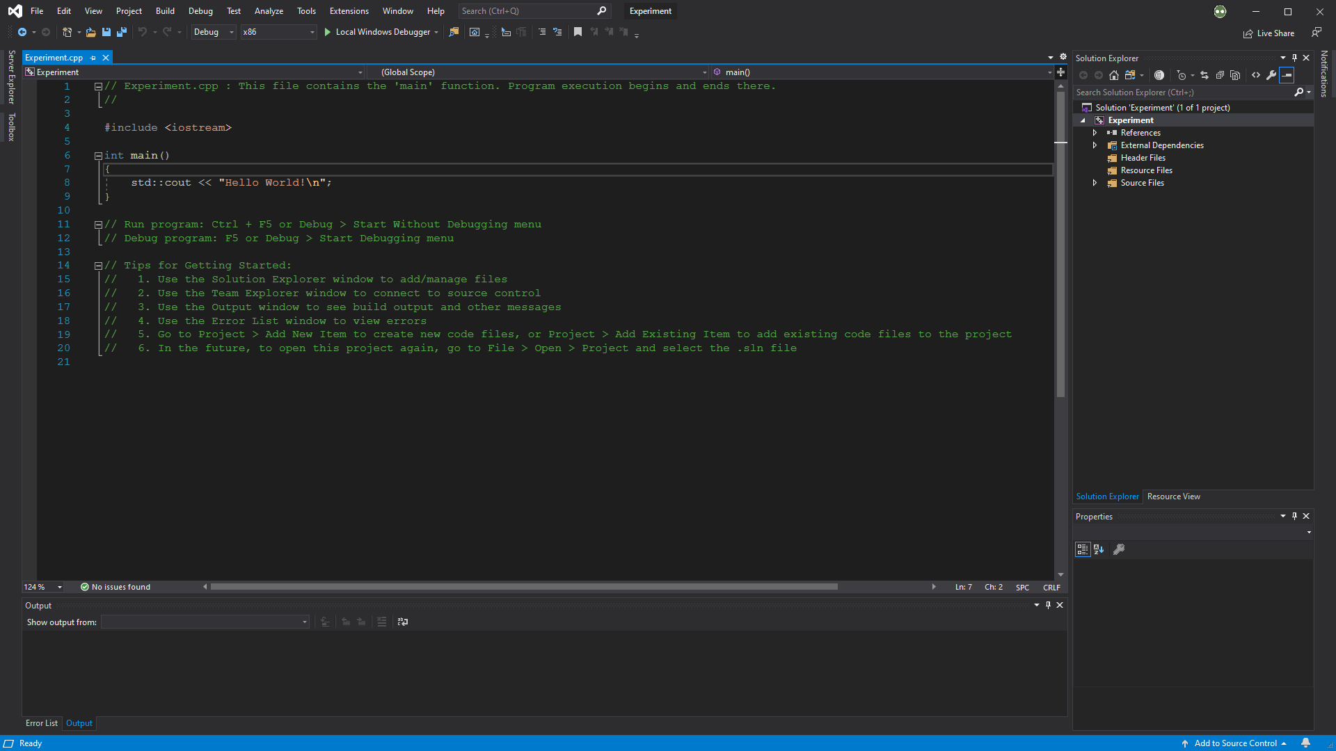 Creating a C++ project on Visual Studio (step 3)