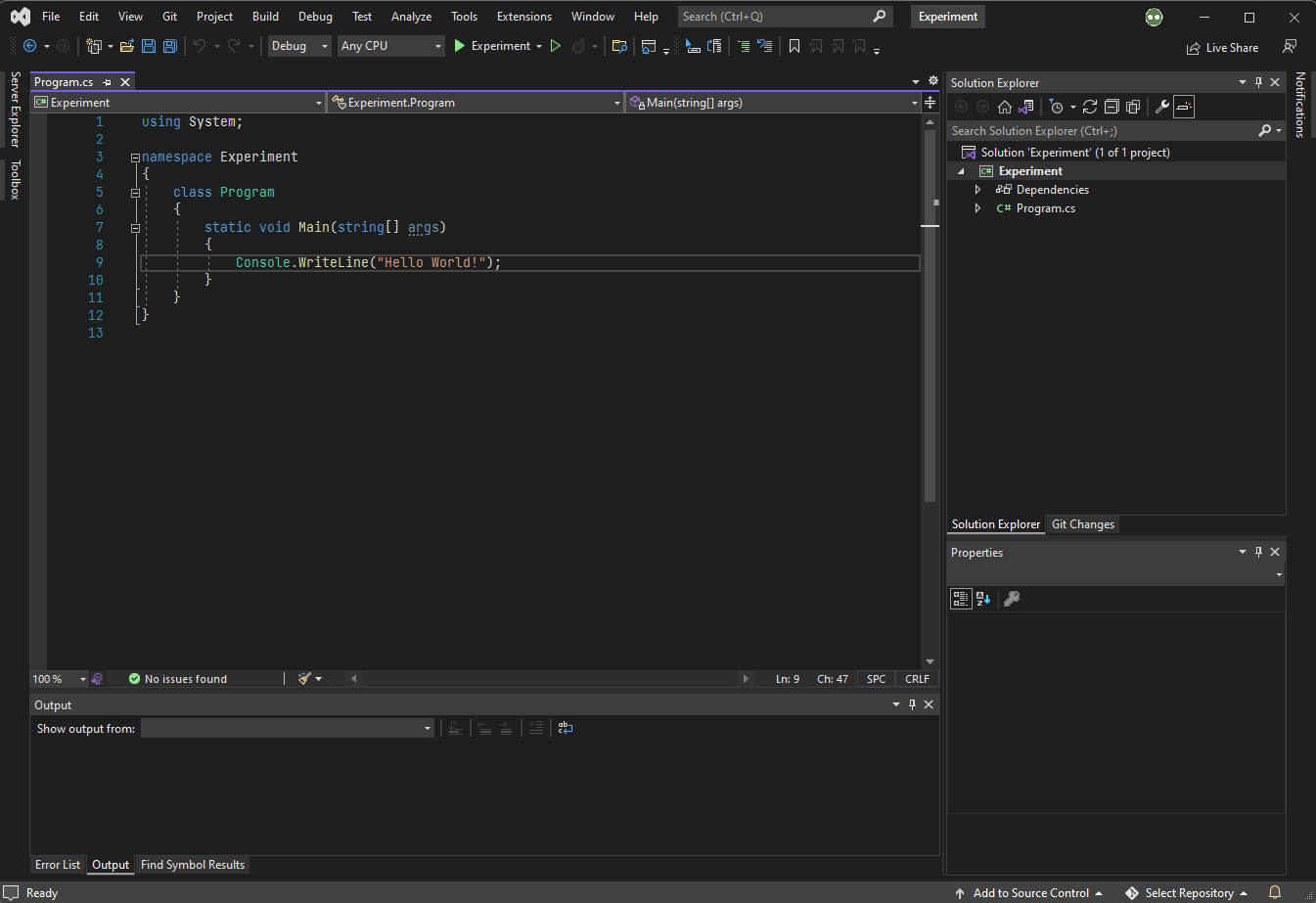 Creating a C# project on Visual Studio (step 3)